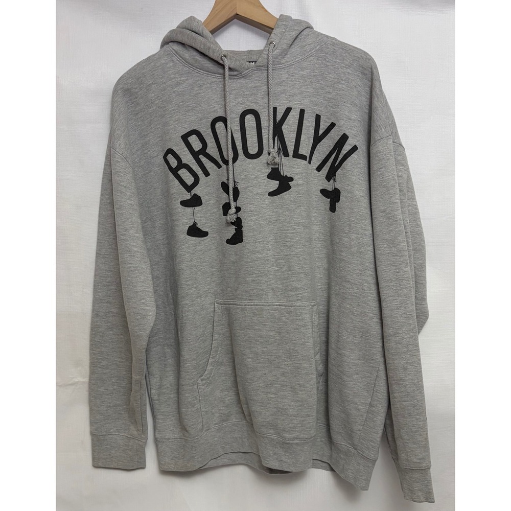 UNK NBA Hoodie Mens XL Gray Excellent Brooklyn Nets Basketball Sweatshirt